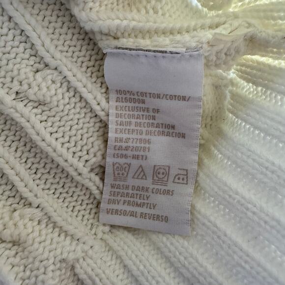 Tommy Hilfiger 2005 Turtle-Neck Cable Knit Cream Fisherman Sweater Women Small - Picture 3 of 6